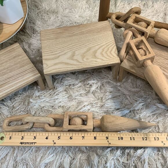 Bundle Of 5 Handcrafted Raw And Unfinished Wooden Accent Decor Pieces - Picture 7 of 17